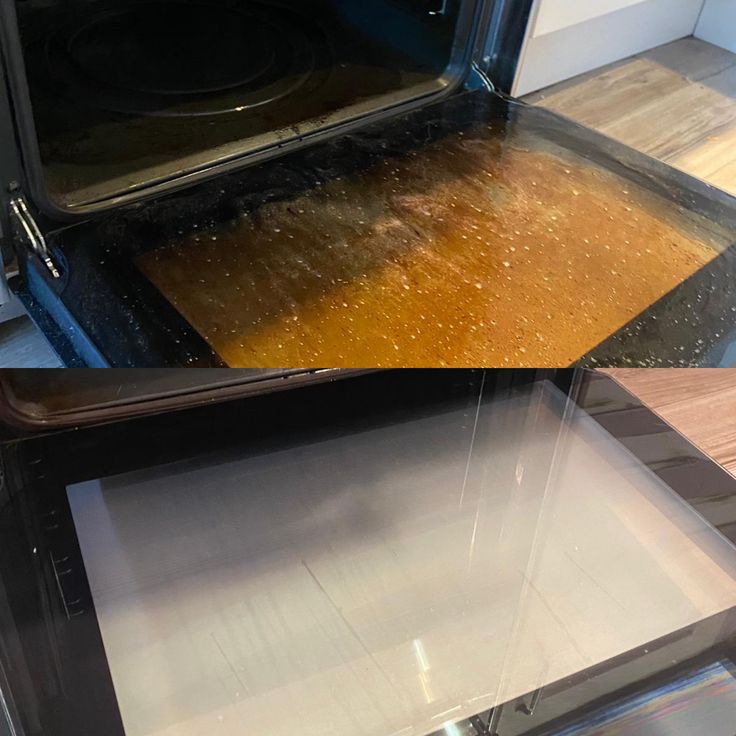 Oven before and after deep cleaning