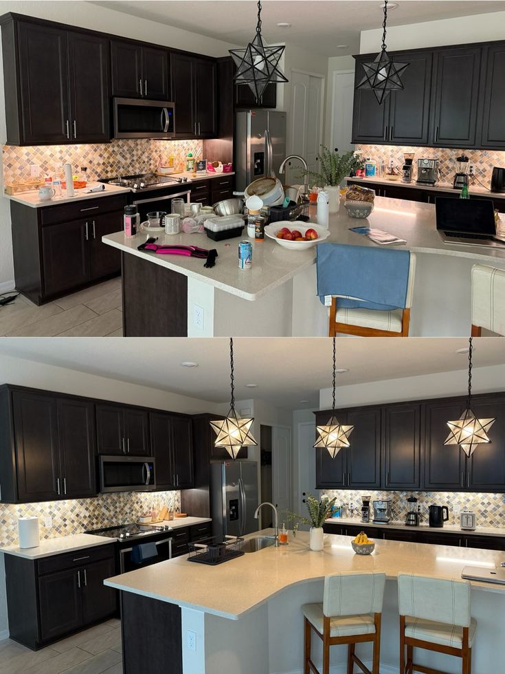 Kitchen before and after deep cleaning