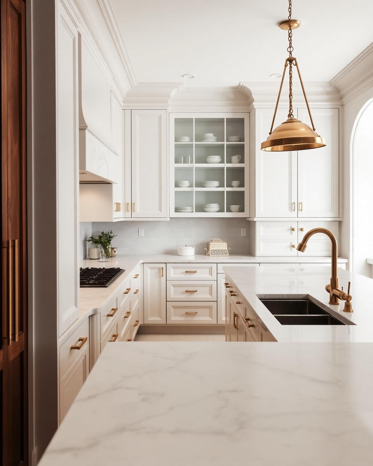 Immaculate luxury kitchen with marble counters